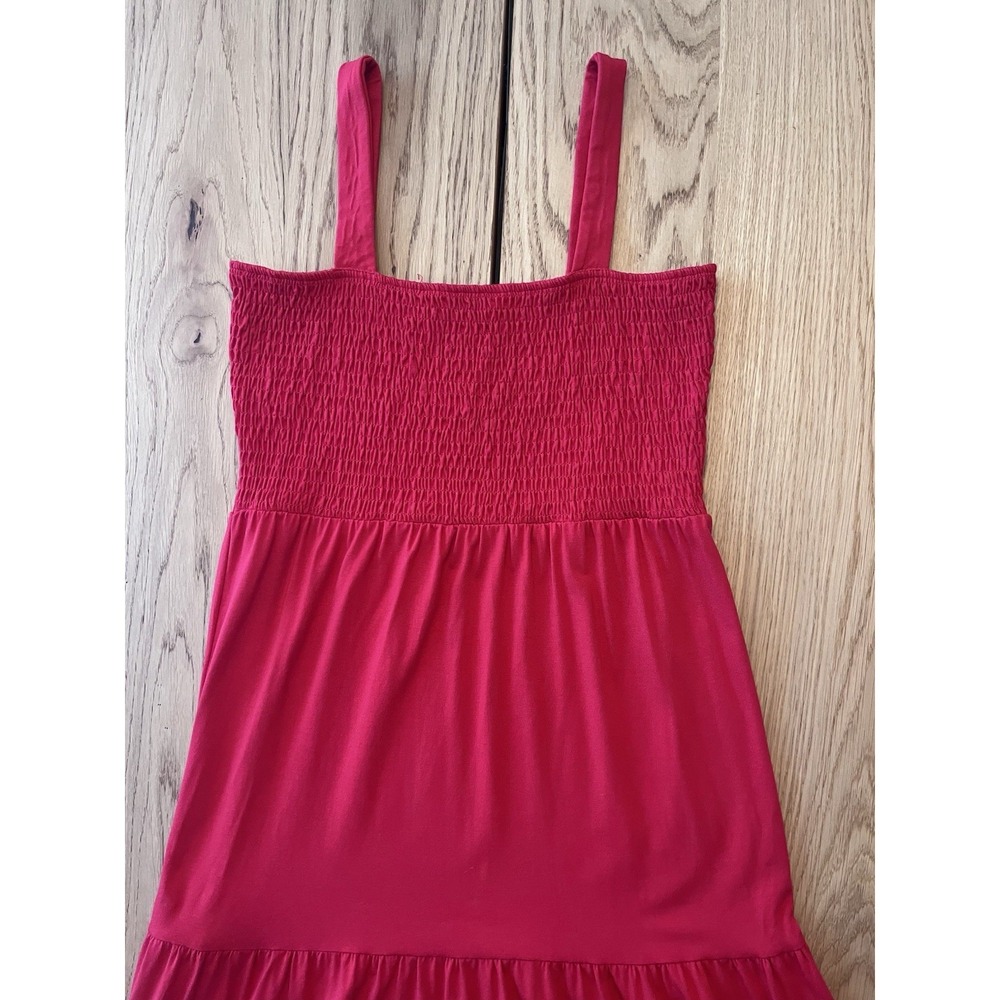 Ann Taylor Loft Red Smocked Tiered Layered Ruffle Maxi Dress Women M Petite - Picture 5 of 8